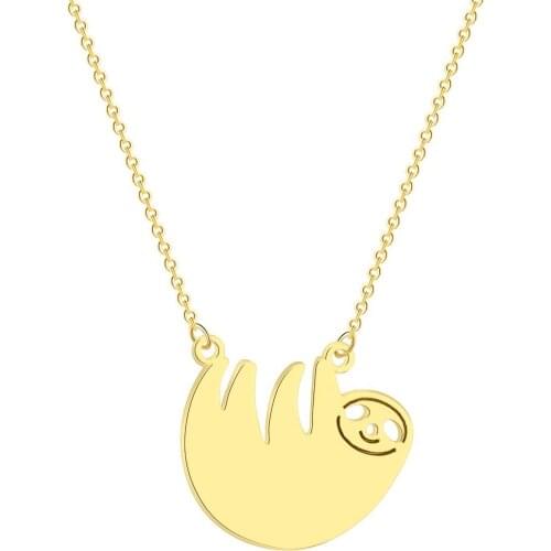 Kinitial Fashion Design Smiley Dangling Sloth Shaped Animal Inspired Pendant Necklace for Women Statement Party Choker Jewelry