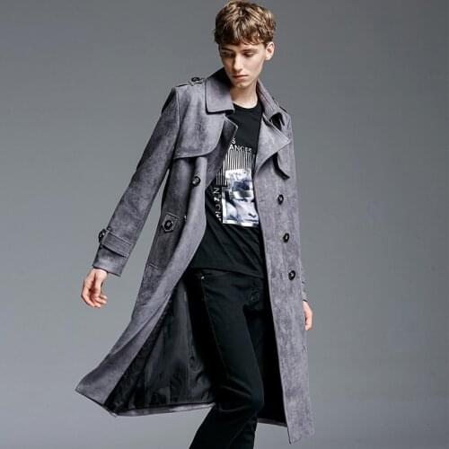 Classic Double Breasted X-Long Suede Men Overcoat Winter Male Long Trench Coat Windbreaker Plus Size Mens Poncho Cloak 5XL 6XL