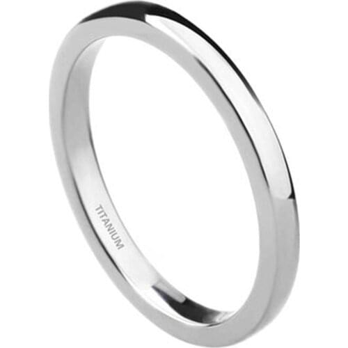 2mm/4mm/6mm Polished Silver Color Titanium Ring Women Smooth Wedding Band Minimalism Simple Stack Rings Female Fashion Jewelry