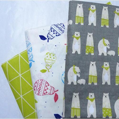 50x40cm Pretty 3pcs Bear Pearl Square 100% cotton twill cotton Fabric Bundle For DIY Sewing