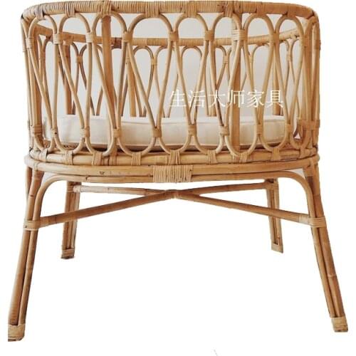 TT Roman Baby Rattan Bed French Natural Retro Style Handmade Odorless Rattan Woven Childrens Bed Babies' Bed Cradle
