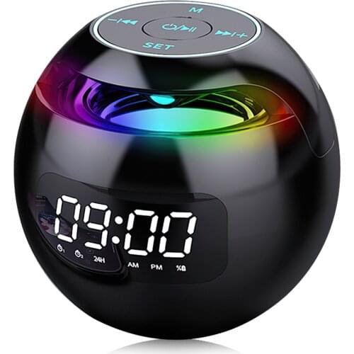 SPASH Mini Speaker Portable Column Bluetooth Speaker Sound Box with LED Display Dual Alarm Clock Mode Support TF Card Music Play