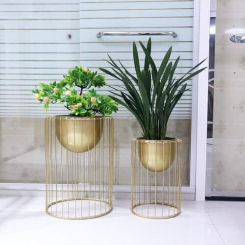 Nordic Simple Wrought Iron Floor-standing Living Room Flower Pot Plant Stand Green Flower Shelf Creative Balcony Decoration Gree