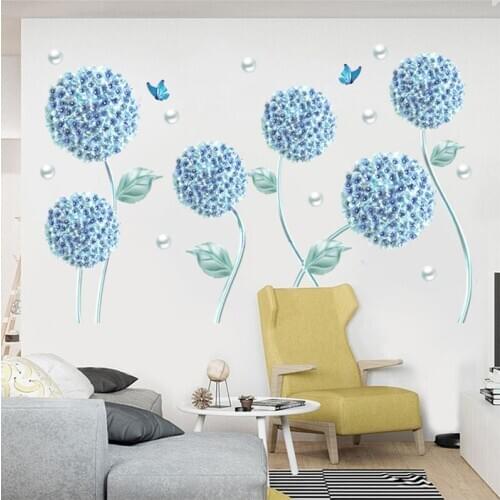 Dandelion 3D Wall Stickers Flowers Wallpaper TV Wall Teenager Living Room Bedroom Decals Home Decor Aesthetic