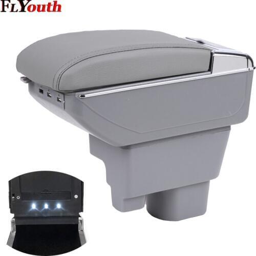 Armrest Box For Geely Mk 2009-2013 USB Charging LED Light Car Arm Rest Rotatable Centre Console Storage Box