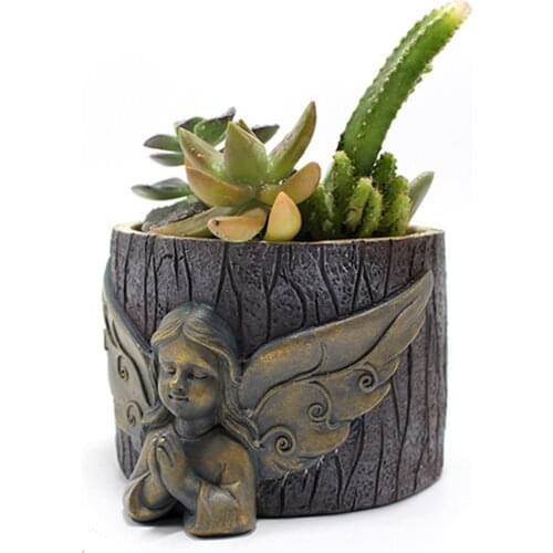 Resin Art Craft Praying Angel Planter Decorative Plants Flower Pot for Home Garden Office Indoor Outdoor