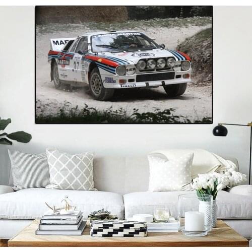Rally Sports Car On Road Wall Art Canvas Poster and Print Canvas Painting Oil Decorative Picture Living Room Home Decor Artwork