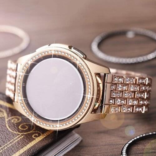 20mm 22mm Watch Strap + Bezel for Samsung Galaxy Watch 42mm 46mm Woman Stainless Steel Link Bracelet Band for Watch 3 41mm 45mm