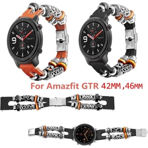 22mm 20mm DIY leather strap for Huami Amazfit Bip watch band for Amazfit GTR 42mm/Amazfit Stratos2/Amazfit Pace replace Bracelet