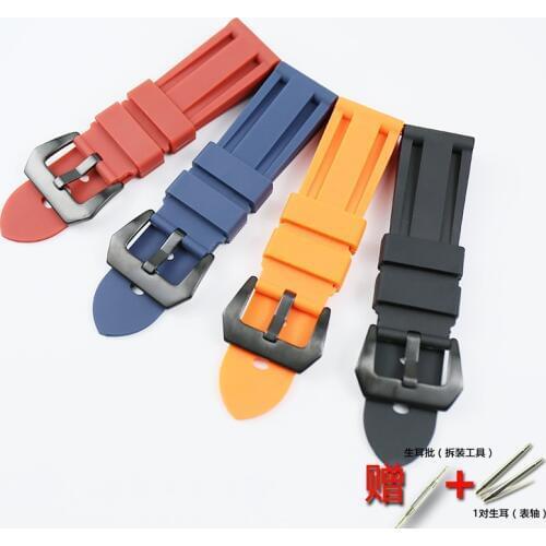 Rubber strap mens watch accessories buckle 24mm for Panerai 111 386 441 mechanical watch ladies silicone sports Business Casual