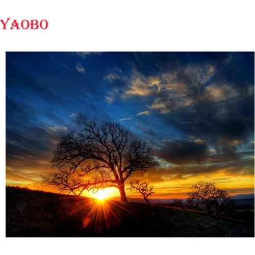 DIY Diamond Embroidery Sale Earth Tree Sunset Nature Scenery Diamond Mosaic Full Square Diamond Painting Cross Stitch Needlework