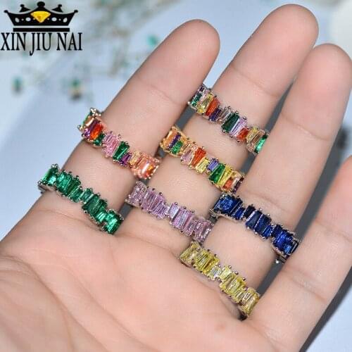 925 simple Gild silver in-star same paragraph Pink party colorful luxury charm cubic T-shaped jewelry diamond rings for women