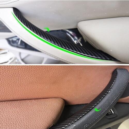 Car Carbon Fiber Texture Interior Door Pull Handle Protective Cover Trim For BMW X5 X6 E70 E71 F15 F16