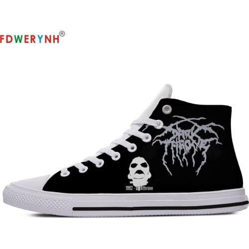 Darkthrone Mens Casual Shoes White Customized Printed Men High-top Canvas Shoes Breathable Casual Lace-up Shoes