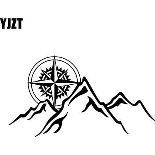YJZT 15.8CM*8.8CM Compass Mountains Car Sticker Personality Vinyl Decal Black Silver C10-01150