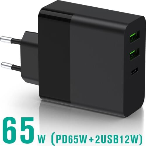 65W For Macbook Charger Portable phone USB-C Power Adapter PD/QC3.0 Fast Charger For xiaomi Huawei iPhone/iPad s9/10 EU US Plug