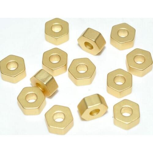 New Arrival Hexagon Nut Shape 3mm Big Hole Gold Plating Matt Loose Beads Fashion Women DIY Jewelry Making Findings 20pcs