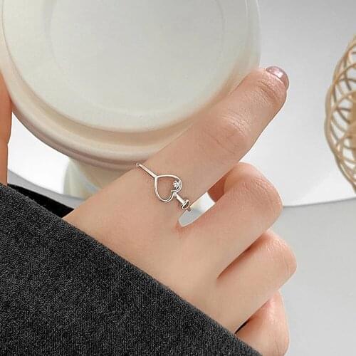 Han Edition Fashion Ring Hollow Out Heart Shaped Ring Female Temperament Ring Gift Sell Like Hot Cakes Valentines Day Gifts