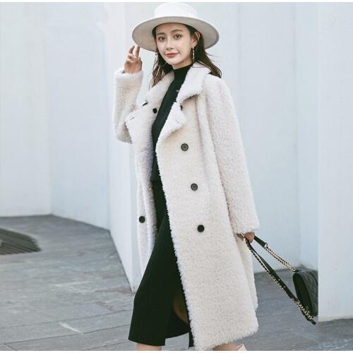 Winter Coat Women Real Fur Coat Female Sheep Shearling Jacket Women 100% Wool Coats Korean Outwear Manteau Femme 968868