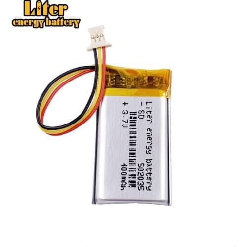 1.0MM 3pin connector 502035 400mah 3.7v 1S model, DVR car recorder high-temperature li-po polymer rechargeable lithium battery