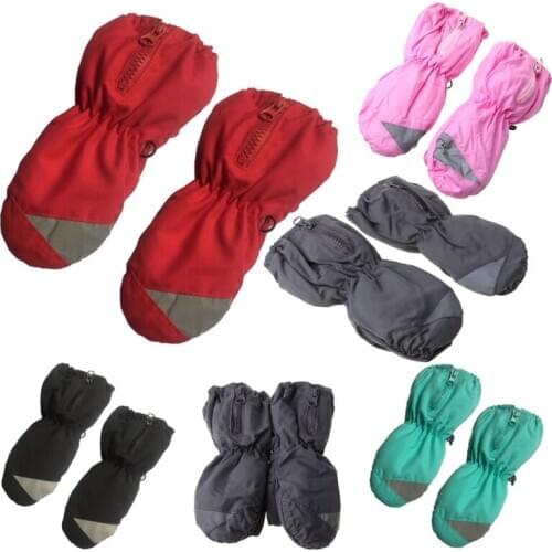 1 Pair Warm Windproof Children Ski Gloves Kids Boys Girls Anti-slip Winter Snow Snowboard Outdoor Riding Long-sleeved Mitten