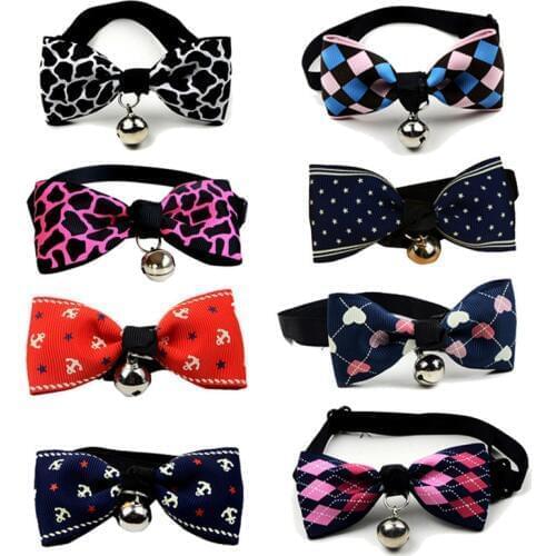 1Pcs Fashion Adjustable Puppy Kitten Dog Cat Pet Bow Tie With Bell Necktie Collar