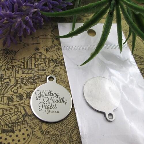 20pcs--"Walking in Wealthy Places 1 Chron 4:10"stainless steel charms 5 styles for choosing DIY Charms for necklace bracelets