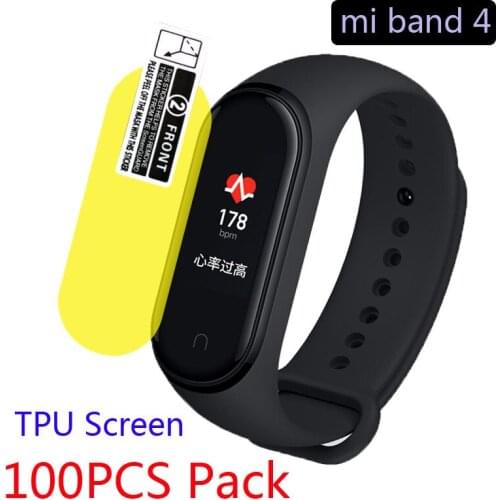 100PCS Pack for Xiaomi Mi Band 4 screen protector TPU full cover bracelet film protective watch dustproof/scratch-resistant