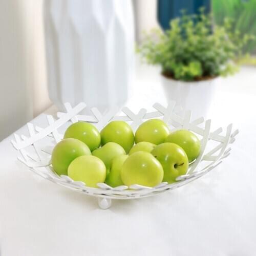 12 inch Hollow-Out Fruit Basket Decorative Fruit Bowl Fruit and Vegetable Holder for Counters Kitchen