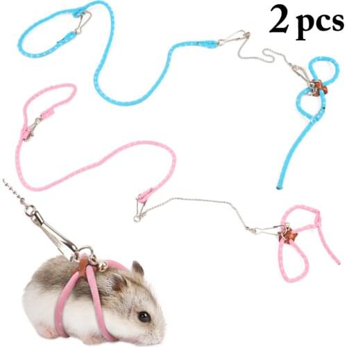 2Pcs Small Animal Leash Harness Adjustable Creative Long Rope Hamster Leash Squirrel Leash Rabbit Chinchilla Squirrel Chest Lead
