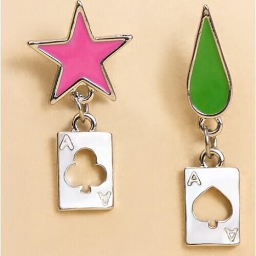 20 pairs Anime Hunter Hunter Hisoka Earrings Star and Tear Drop Poker Joker Earrings Woman Man Cosplay Costume Jewelry Gift