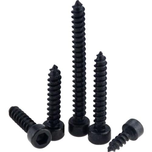 20PCS M3.5*10-30 12 16 Carbon Steel 8.8 Grade Black Hexagon Socket Cap Head Self Tapping Screw Model Screws For Speaker M3.5x10