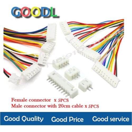 5Sets JST XH2.54 XH 2.54mm Wire Cable Connector 2/3/4/5/6/7/8/9/10 Pin Pitch Male Female Plug Socket 20cm Wire Length 26AWG