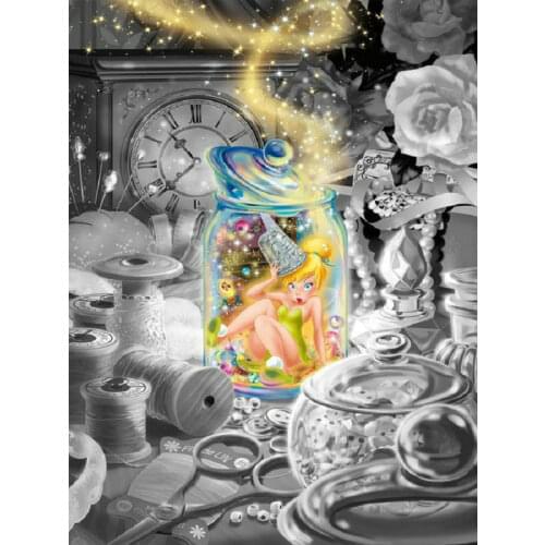 5D DIY Diamond Painting Cartoon Girl Tinkerbell Diamond Embroidery Picture Mosaic Cross Stitch Cartoon Rhinestone Craft Art