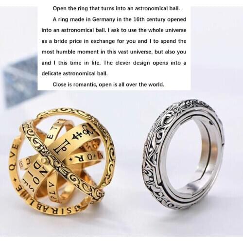 Astronomical Sphere Ball Ring Size 5-12 Open Locket Cosmic Finger Ring Vintage Metal Alloy Unisex Lovers Jewelry 2019 Hot Sale