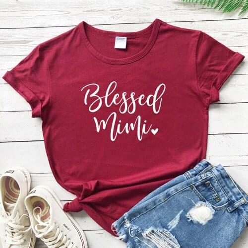 Blessed Mimi 100%Cotton T-shirt Casual Women Blessed Nana Tee Shirt Top Cute Graphic Mothers Day Gift Tshirt For Grandma