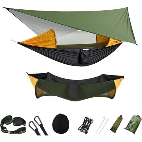 Large Camping Hammock with Mosquito Net and Rain Fly- 2 Person Portable Hammock with Bug Net and Tent Tarp , Hammock Tent