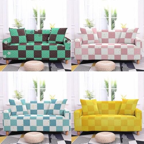 Geometric Lattice Sofa Cover For Living Room Home Decor Wifi Signal Stretch Sofa Couch Protective Cover Slipcover 1/2/3/4 Seater