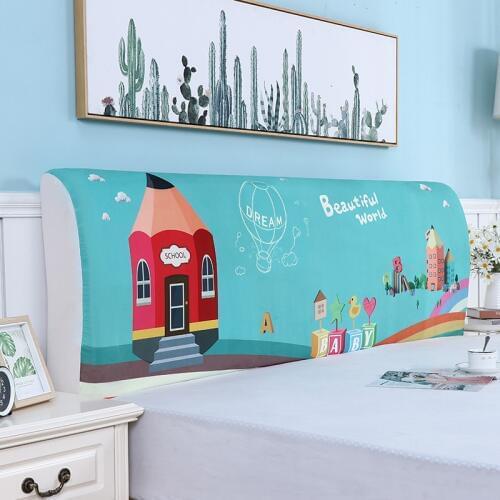 Cotton Nordic Cartoon Bed head cover Elastic Full enclosed Dust-proof bedside covers Bed headboard Cover 120-200cm Bed