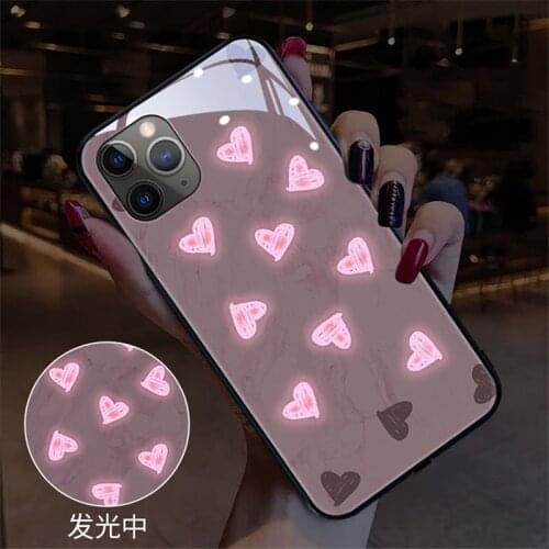 Tempred Glass LED Flash Call Light Case For iPhone 12 Mini 12 Pro Max Case Luminous 7 8 Plus SE 2020 Cover For iPhone 11 Pro Max