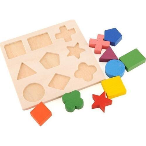 Children Baby Wooden Geometry Block Puzzles Kids Cognitive Toy Early Learning Educational Toy Children Gift Hot