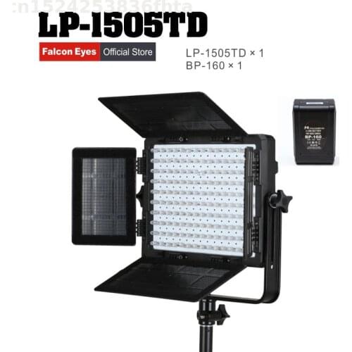 Falcon Eyes 75W Photography Equipment Bi-Color 3000K-8000K LED Studio Video Panel Light LP-1505TD With Battery BP-160 Kit Set