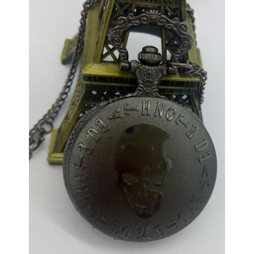 Retro Death Note Theme Pocket Watches with Necklace Chain Cool Skull Watch Cosplay Gifts for Boys Children Kids PF52