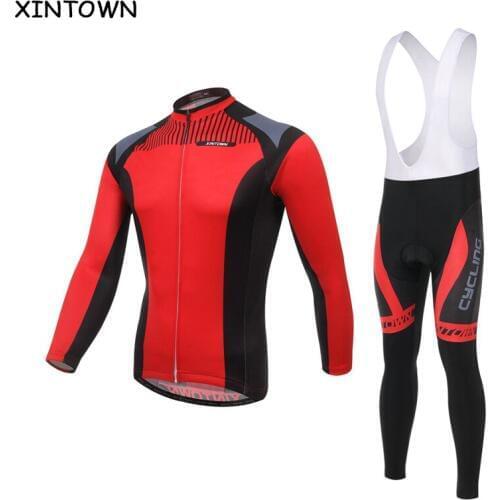 XINTOWN Red Ropa Ciclismo Bike Bicycle Jersey (bib) pants Suit Women Men Cycling jersey Long Sleeve Clothing Cycling Sets