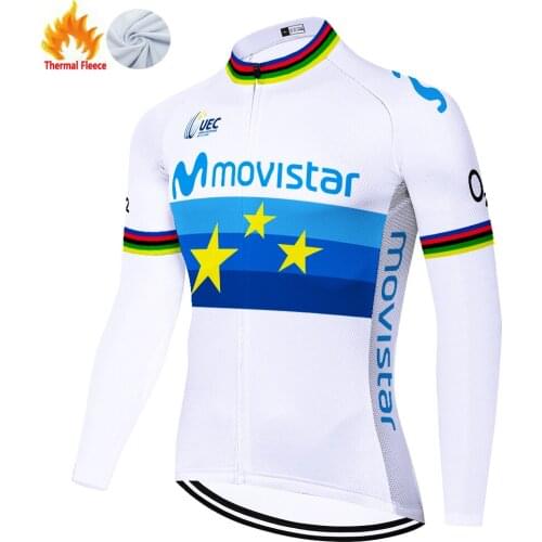 Movistar Winter Thermal Fleece Uniforme Ropa Camisa Masculina Invierno Camiseta Maillot Hombre Ciclismo Masculino Ciclismo