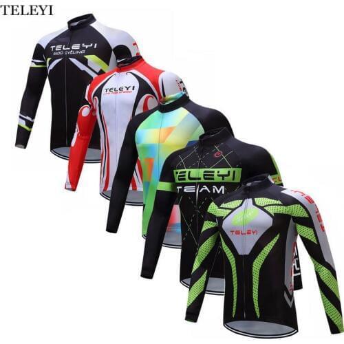 TELEYI Team Mens Cycling Ropa Ciclismo Bike Long Sleeve Top Clothing Ciclismo Bicycle Sportwear Jersey S-4XL