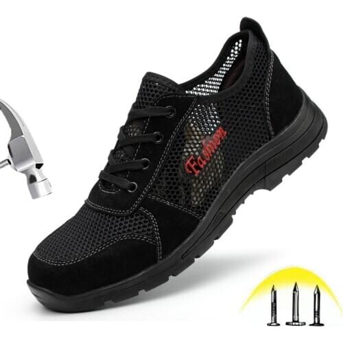 Men Safety Work Shoes Steel Toe Caps Anti-smashing Puncture Proof Lightweight Comfortable Breathable Indestructible Shoes Male