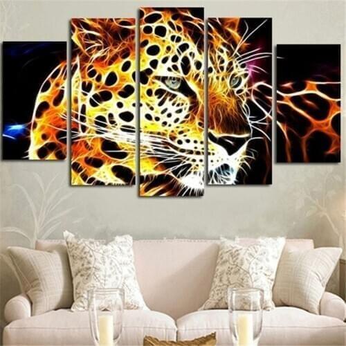 5 sets of Diamond painting Cross stitch Diy Diamond embroidery animal Leopard drill Diamond mosaic pasted Needlework wall decor
