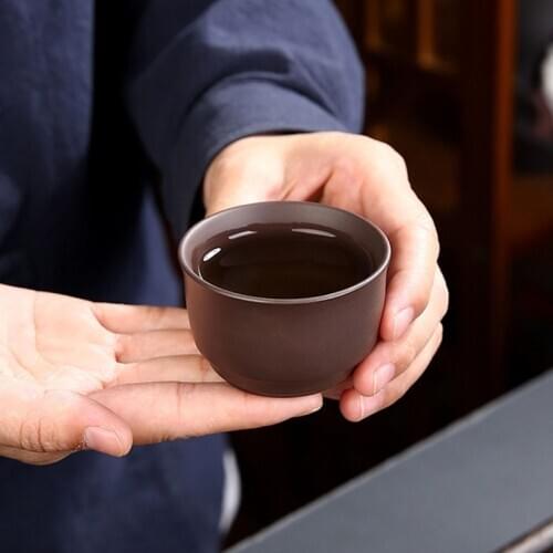 6pcs/set Tea Drinkware Kitchen Living Room Supply Purple Clay Tea Set Kung Fu Teacup Drinkware Drinking Tea Accessories