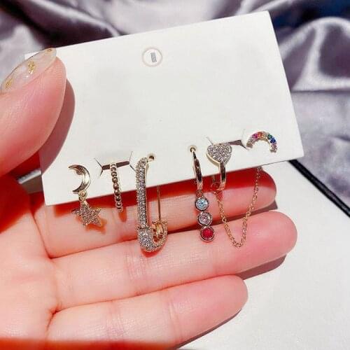 925 Sterling Silver Hoop Earrings Set for Women Luxury 6-piece Star Heart Earrings Set Summer Jewelry New